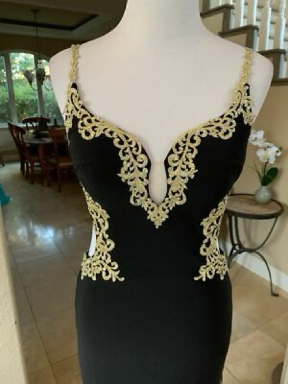 Black & Gold Maxi Dress Like New